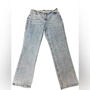 Alivia Ford Women’s Sz 14W Light Wash Wide Leg Jeans Raw Edge Waistband